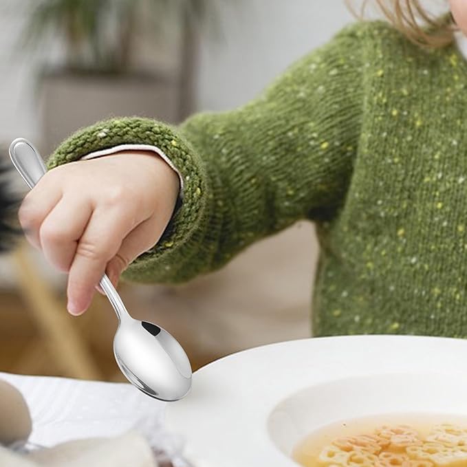 LIANYU 9-Piece Toddler Spoons, Kids Baby Spoons Self Feeding, Stainless Steel Children Silverware Set for 2-10 Year Old, Preschooler Cutlery Flatware Set for Home School, Dishwasher Safe