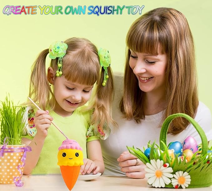 7Pcs Arts and Crafts for Girls,DIY Dessert Paint Your Own Squishies Kit!Gifts for Craft Lovers Kids Top Christmas Toys.Jumbo Slow Rise Squishies Stress Relief for Adult,with Decorating Stickers
