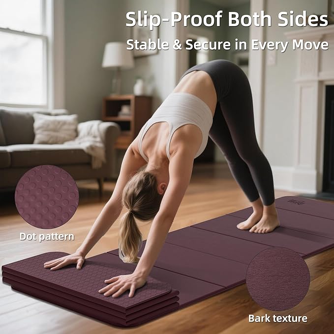 1/2 Inch Extra Thick Yoga Mat Pilates Equipment, 69"x24" Odorless Workout Mats for Home Gym, Non-slip Exercise Mats for Women Men Home Workout, Foldable Yoga Mats for Travel Camping Sleeping
