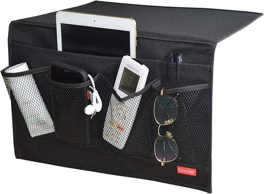 6 Pockets Bedside Storage Organizer, Bedside Caddy, Table Cabinet Storage Organizer, TV Remote Control, Phones, Magazines, Tablets, Accessories (Light Black)