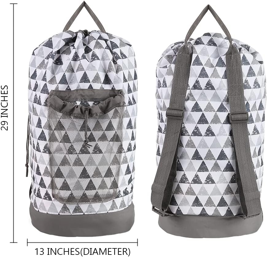 Dalykate Backpack Laundry Bag, Laundry Backpack with Shoulder Straps and Mesh Pocket Durable Nylon Clothes Hamper Bag with Drawstring Closure for College, Travel, Laundromat, Apartment