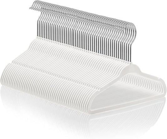 Casafield 50 Velvet Baby Hangers - 11" Size for Infant & Toddler Clothes - Ivory