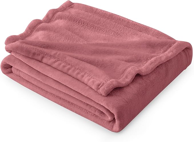 Bedsure GentleSoft Fleece Blankets Twin Size Dusty Rose - 300GSM Lightweight Plush Fuzzy Cozy Soft Blanket for Bed, Sofa, Couch, Travel, Camping, 60x80 inches