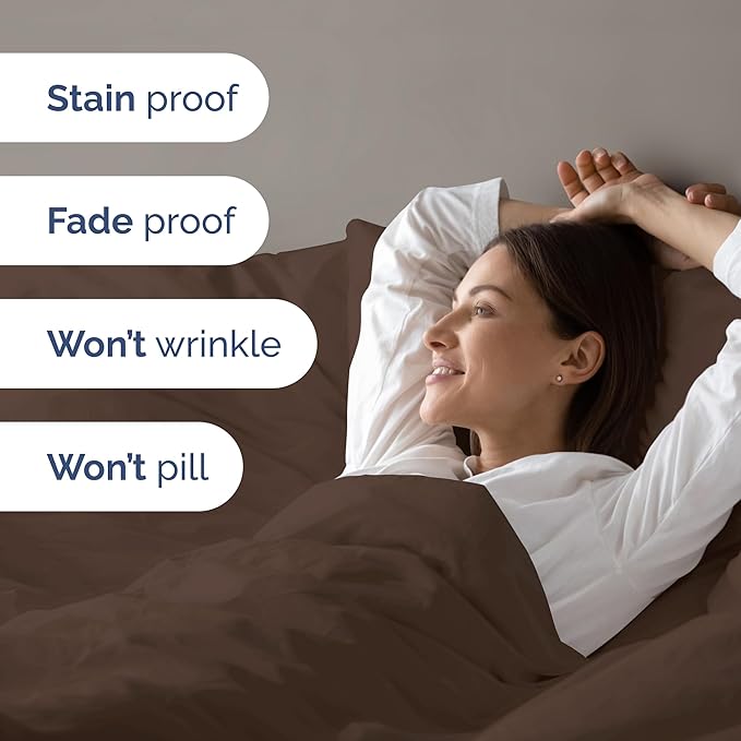 Duvet Cover King Size Set - Extra Soft King Size Duvet Cover 104 x 90 with 2 Pillow Shams - Hotel Luxury, Easy Care and Fade Free with Zipper Closures & Ties - Comfy, Breathable Bedding Set (Brown)