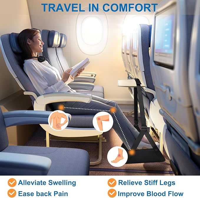 Airplane Foot Hammock （ Memory Foam） 2 in 1 Removable Support Pad， Portable Desk Footrest Hammock， Perfect Long Flight Travel Essentials， Foot Rest for Plane Travel Foot Leg Rest
