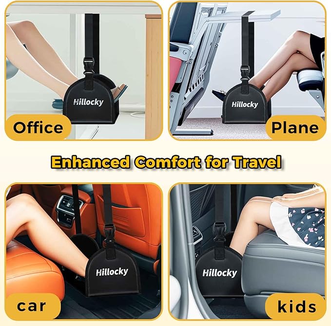 2 Pack - Foot Hammock for Plane Travel, Portable Airplane Foot Hammock with Memory Foam and Hardboard, Airplane Travel Essentials