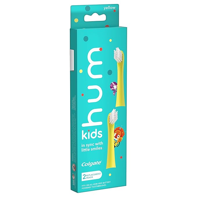 hum by Colgate Kids Toothbrush Refill Heads, Yellow, 2 Pack