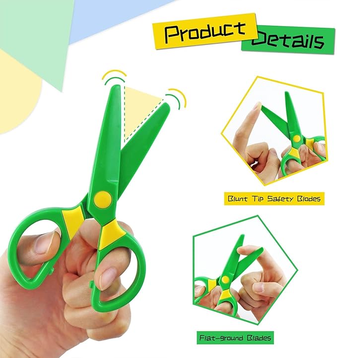 JIALEEY Plastic Child-Safe Scissor Set, Toddlers Training Scissors, Pre-School Training Scissors and Children Art Supplies（3pcs） Multicolored