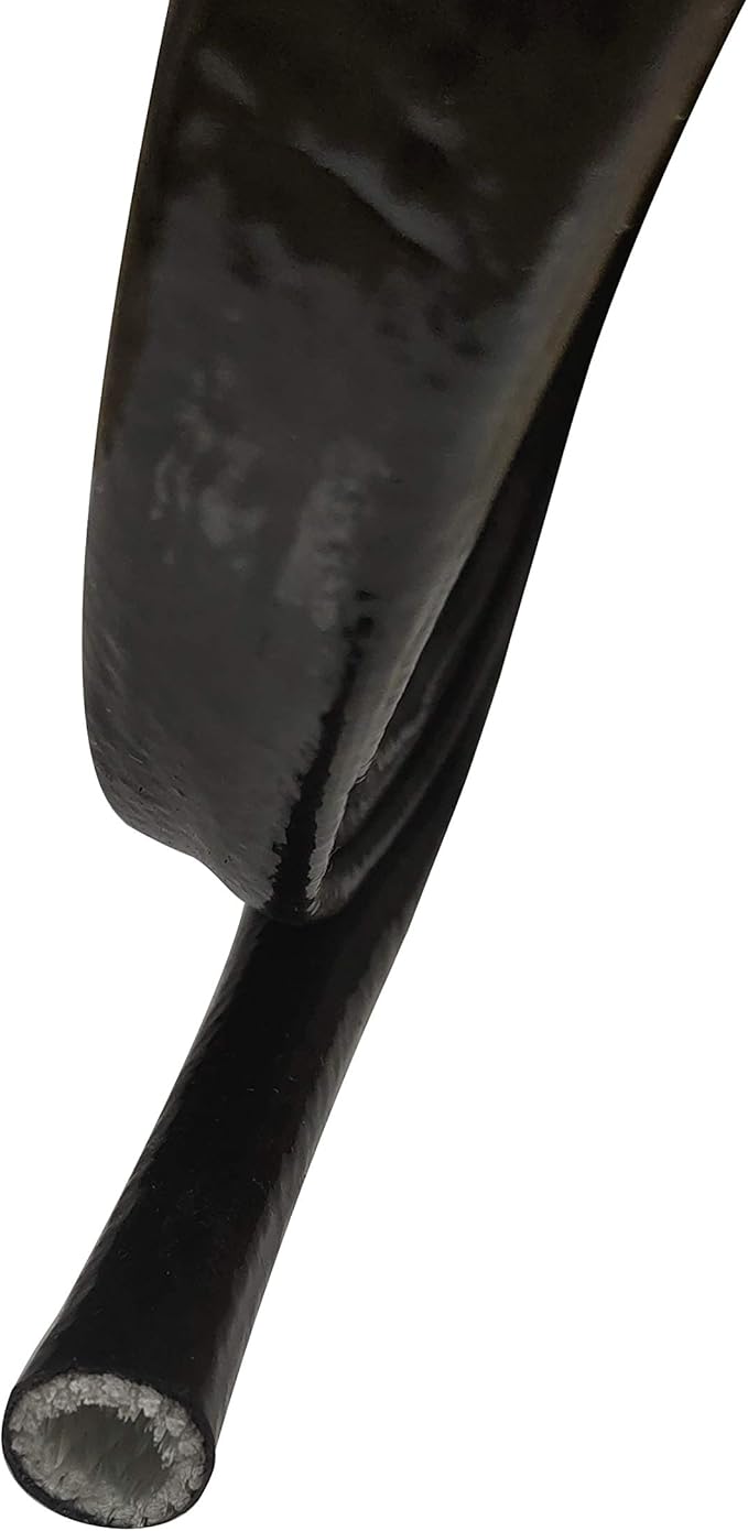 3/4 ID Heat Shielded Fire Thermo Armor Fire Sleeve Silicone Coated Fiberglass for Hose Lines & Electrical Wiring Black, 10 feet