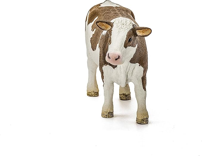 Schleich Farm World Simmental Cow Toy Figurine - Educational and Durable Farm Animal Toy Figure, Fun and Imaginative Play for Boys and Girls, Gift for Kids Ages 3+