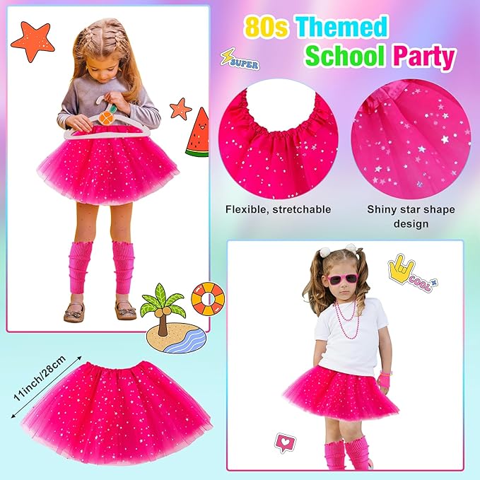 80s Outfit for Kids, 80s Costumes Accessories for Kids, 80s Outfits for Girls Cosplay 1980s Theme Retro Party