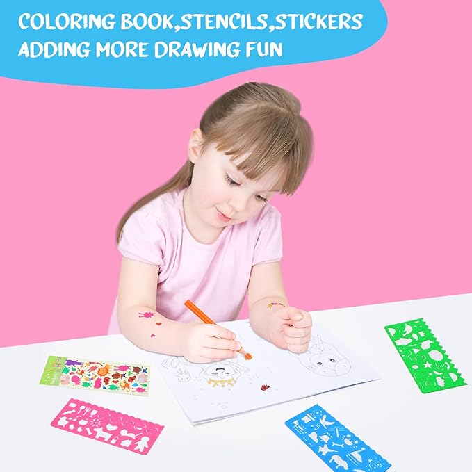 homicozy Art Supplies for Kids Ages 4-12,Mermaid Drawing Sets Art Case,Coloring Kits with Double Sided Trifold Easel,Crayon,Colored Pencil,Marker,Coloring Book,Drawing Stuffs Gifts for Girls Age 4-6-8