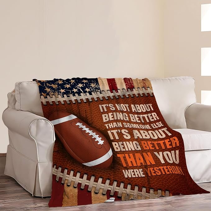 Football Throw Blanket Football Sports Lover Gifts for Men Ground American Football Decor Blankets Soft Cozy Fleece Plush Warm Flannel Bedding Blanket for Boys Kids Teens Adults Couch Travel 40"X50"