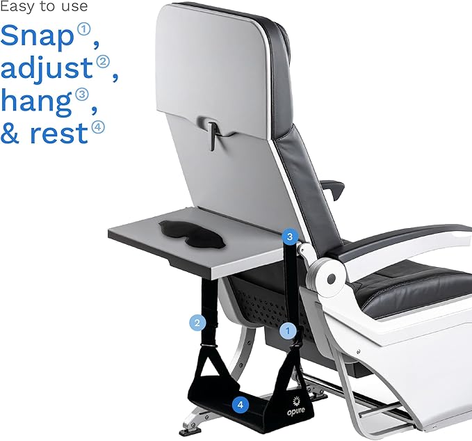 Airplane Foot Hammock for Plane Travel - Adjustable Foot Rest with Sleep Eye Mask Set- Best Airplane Gadgets - Long Flight Must Haves for Comfortable Leg Support