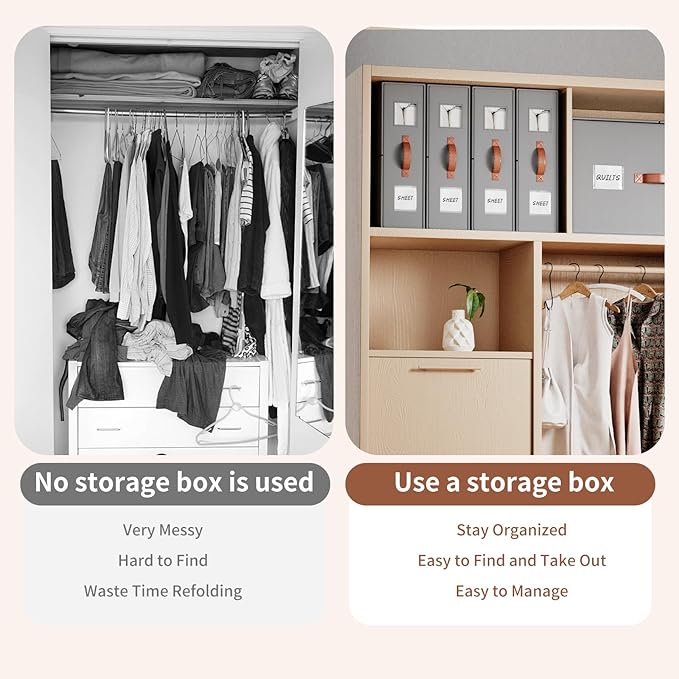 4 Pack Bed Sheet Storage Organizers- Premium Fabric Closet Organizer with Clear View Window, Space-Saving Foldable Design for Queen/King Size Bedsheets, Blankets & Duvet Covers