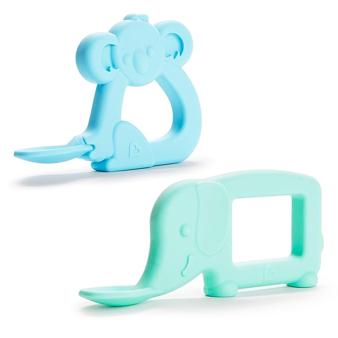 Munchkin® The Baby Toon™ Silicone Teether Spoon, 2 Pack, Elephant/Koala (As Seen On Shark Tank)