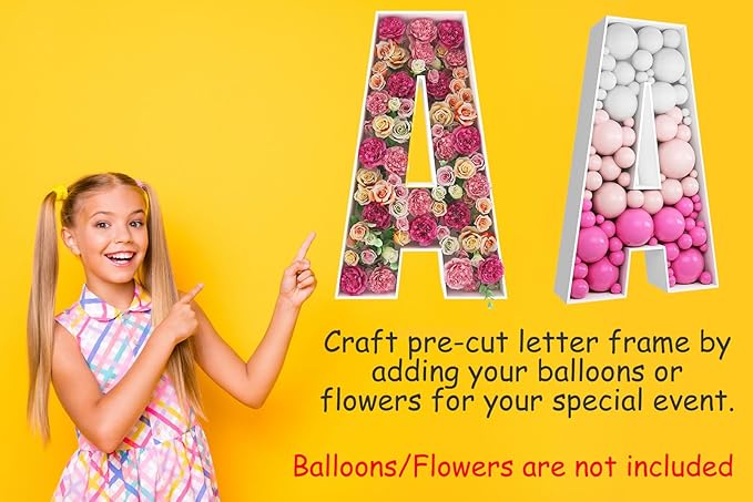 2FT Letter R Mosaic Balloon Frame Letter DIY Fillable Letters Kit for Birthday Party Wedding Backdrop Decor