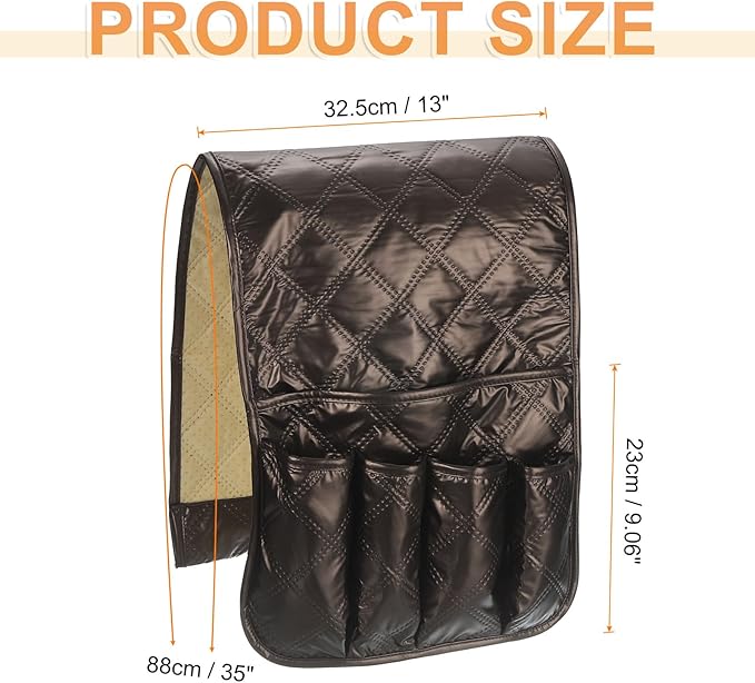 uxcell 1 Pcs Recliner Armchair Caddy, Couch Armrest Organizer with 5 Pockets for Bedside Sofa Remote Control Holder Magazine Phone Book Glasses (Brown, 35"x13")