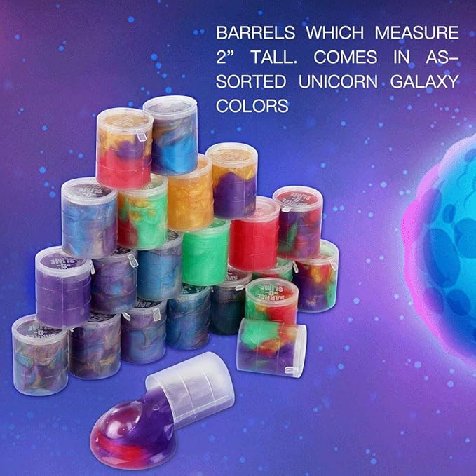 48 Pack Barrel of Slime - Colorful Sludgy Gooey Fidget Kit for Sensory and Tactile Stimulation, Stress Relief, Prize, Party Favor, Christmas Stocking Stuffers
