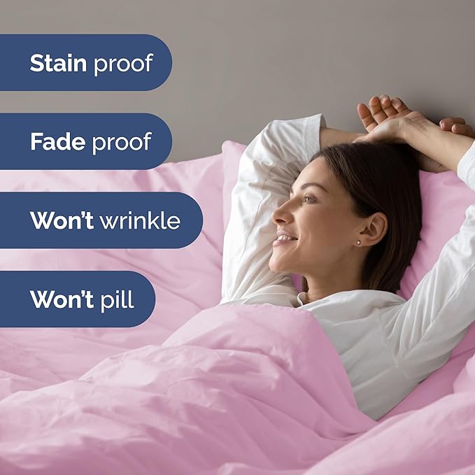 Duvet Cover Full Size Set - Extra Soft Full Size Duvet Cover 80 x 90 with 2 Pillow Shams - Hotel Luxury Easy Care and Fade Free w/Zipper Closures & Ties - Comfy Breathable Bedding Set (Light Pink)