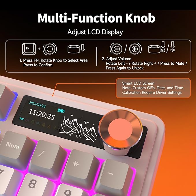 Ajazz AK980 V2 Wireless Mechanical Gaming Keyboard,Tri-Mode BT5.0/2.4GHz/USB-C 10000mAh Battery Hot Swappable RGB Backlit Computer Gaming Keyboards for PC/Tablet/PS/Xbox