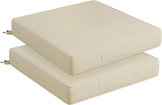 Codi Replacement Couch Cushions 2 Sets, Upholstery Foam with Covers for Sofa Chair Cushion Outdoor Seat - 24 × 24 × 4 Inch, High Density Foam,Beige