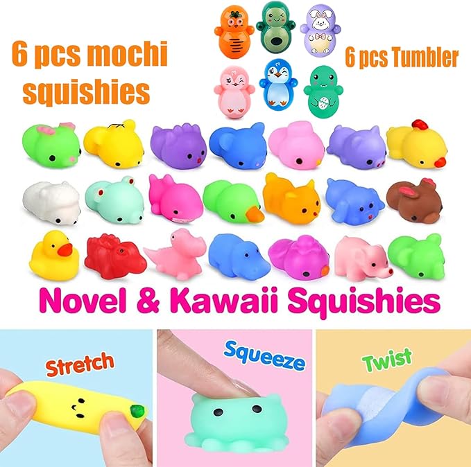 124 Pcs Party Favors for Kids,Pop Fidget Toys Bulk,Treasure Box Toys for Classroom Prizes,Pinata Filler, Goodie Bag Stuffers,Prize Box Toys,Treasure Chest Carnival Prizes for Boys Girls