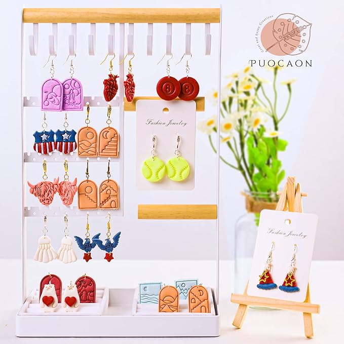 Puocaon Boho Landscape Clay Cutters - 8 Shapes Clay Cutters for Polymer Clay Jewelry Making, Sun Ray Polymer Clay Cutters for Earrings, Arch Clay Cutters Boho Mountain Scene Earrings Making Set