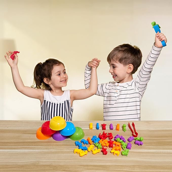Counting Animals Matching Games Color Sorting Stacking Toys with Bowls Preschool Learning Activities Educational Sensory STEM Toy Daycare Sets Gift for Toddlers Kids Boys Girls Aged 3+ Year Christmas
