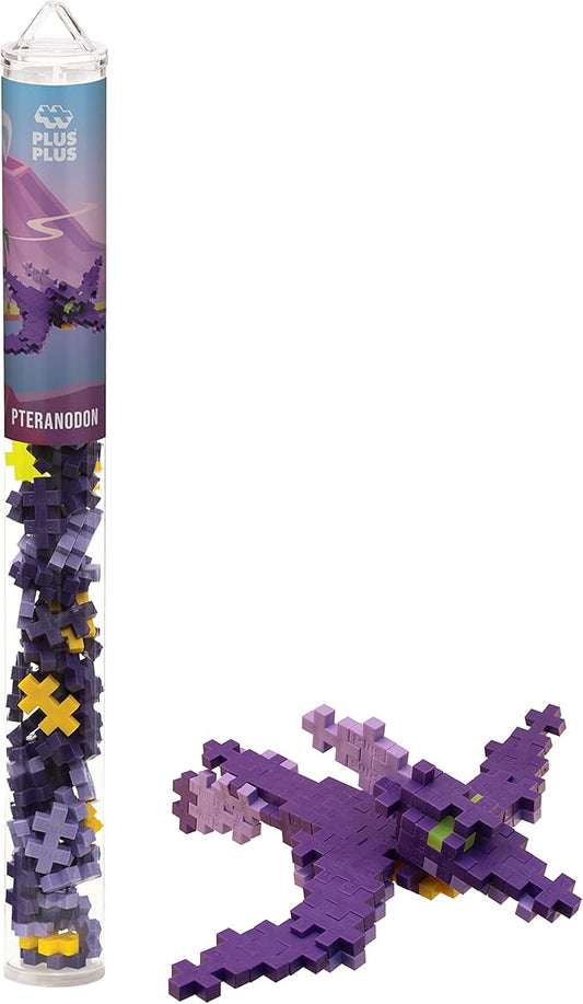 Plus Plus 3D Dinosaur Figure Building Block Set, 70 Mini Interlocking Puzzle Pieces, Fun Stem Toys for Kids - Pteranodon Maker Tube