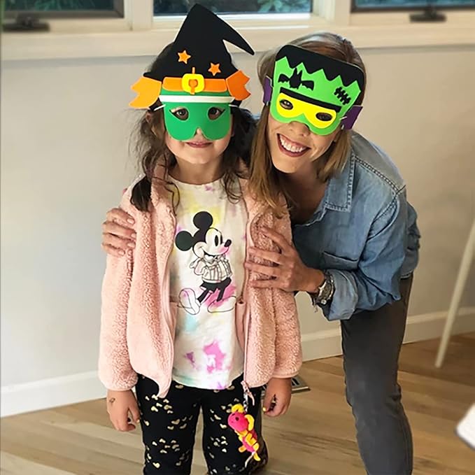 4E's Novelty Halloween Crafts for Kids - Self Adhesive Mask Foam Craft Kit School Home Group Activities Party Supplies