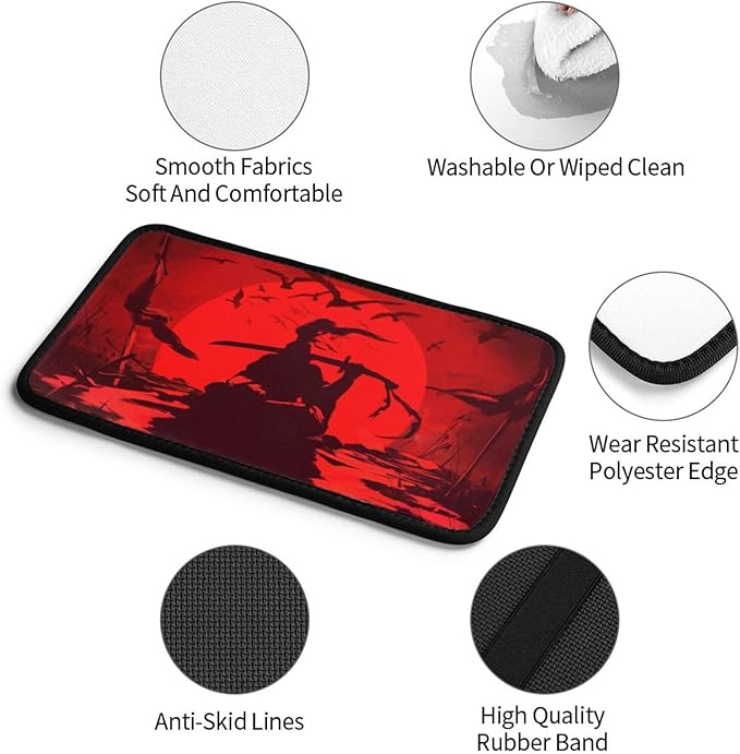 DORKEIXIA Japanese Samurai Broken Swords Arrows Crow Bloody Sun Auto Center Console Armrest Pad Universal Car Center Console Cover Seat Box Cover for Sedan, Van, SUV, Truck Car Accessorie