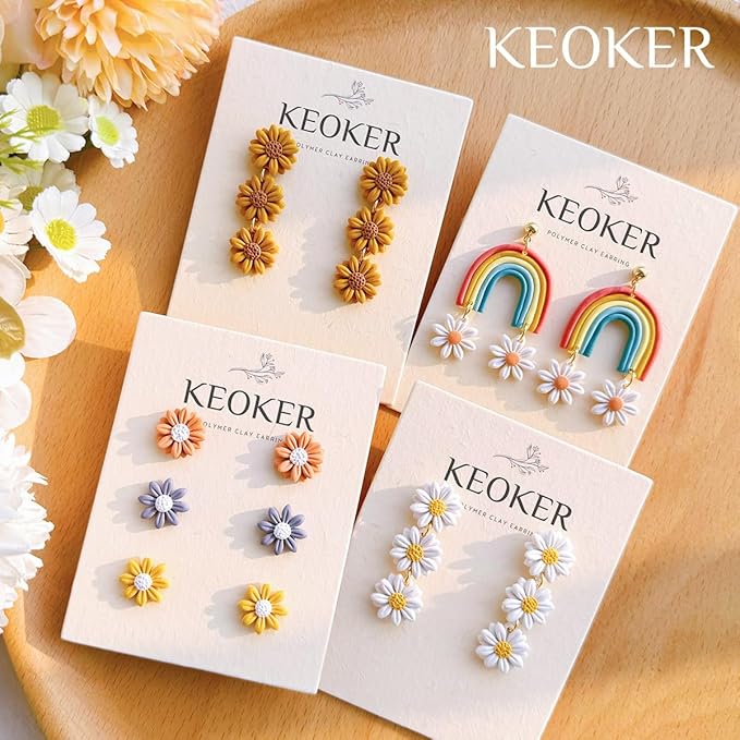 Keoker Spring Clay Cutters,12 Spring Polymer Clay Cutters, Flower Clay Cutters, Spring Clay Cutters for Polymer Clay Jewelry, (A)