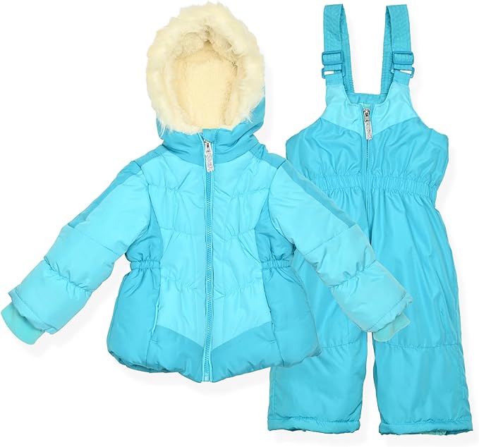 Arctic Quest Little Girls Bib Snow Pants and Ski Jacket Water-Resistant Snowsuit For Kids Winter Jacket For Girls