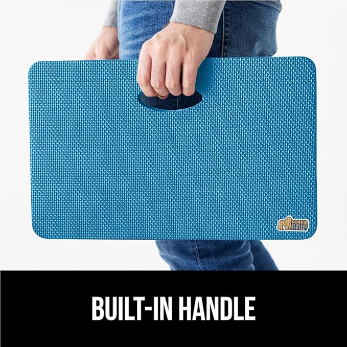 GORILLA GRIP Extra Thick Patent Pending Soft Foam Kneeling Pad, 2 PK, Supportive Large Cushion Knee Pads for Gardening, Baby Bath Time, Dirt and Water Resistant, Workout, Garden Supplies, 17.5x11 Blue