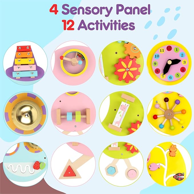 Activity Wall Busy Board: Montessori Sensory Wall Panles Caterpillar Learning Activity Panels - Wall Toys for Toddler Playroom Daycare
