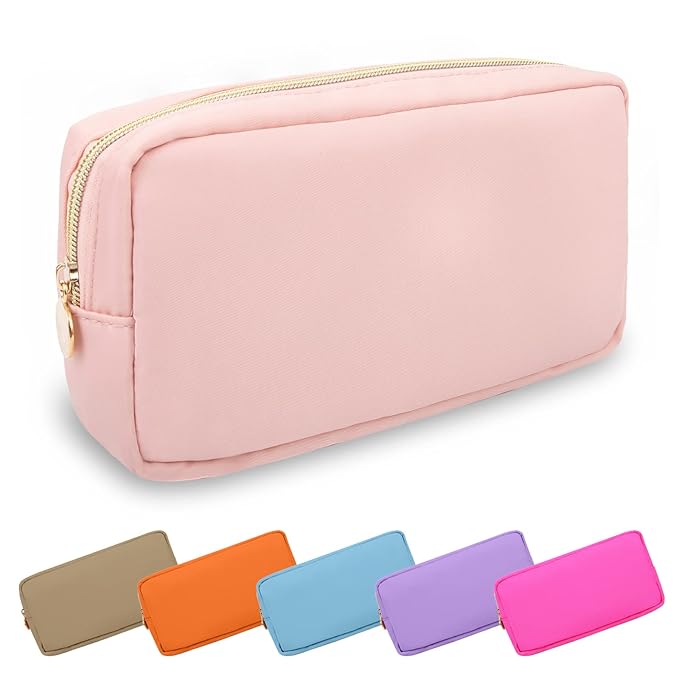 UIXIZQ Small Makeup Bag Pouch for PurseNylon Travel Toiletry Storage Bag Cute Preppy Cosmetic Bag for Women Girls,Waterproof Makeup Organizer Bag Pouch Skincare Bag Purse with Zipper (Small-Flamingo)