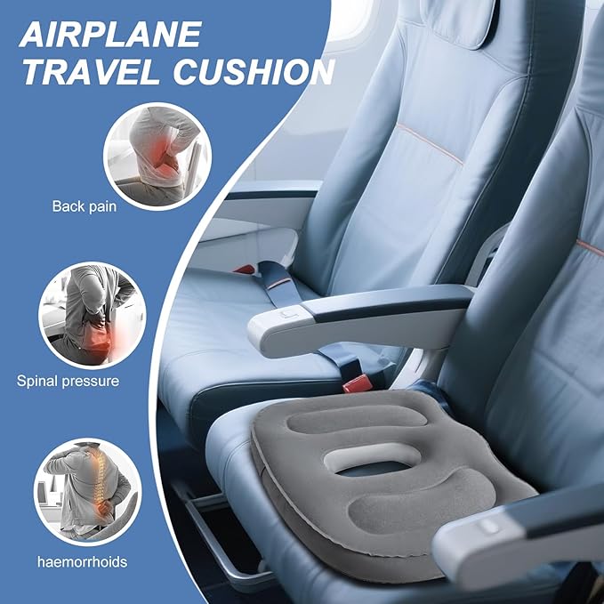 Sondor Travel Cushion,Air Seat Cushion,Evolution Cushion Portable & Lightweight Inflatable Seat Cushion - Ideal for Airplane Chairs, School Bleachers, Stadium Seats, and Wheelchairs (Gray)