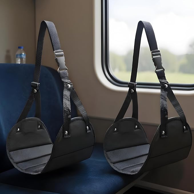 Airplane Foot Hammock, Portable Rest Sling with Extended Adjustable Strap, Airplane Footrest for Relaxing Feet, Car, Office, International Flying, Road Trip, Work, and Travel Comfort