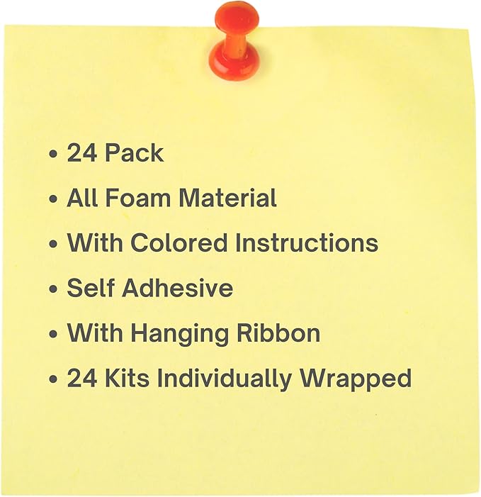 4E's Novelty 24 Pack Christmas Tree Ornament Craft for Kids, 516Pcs Bulk Foam Self Adhesive Individually Wrapped, Christmas Crafts for Kids Ages 4-8, 3-12, Toddler Holiday DIY Classroom Activities