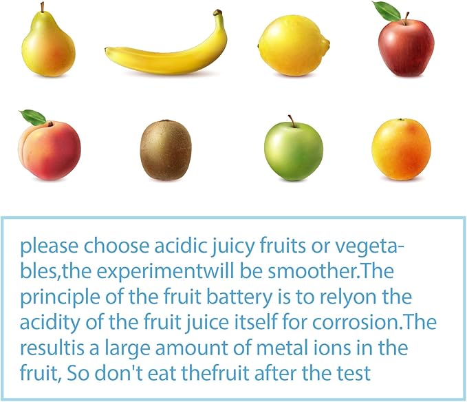 Sntieecr Fruit Battery Science Experiment Kit with Instruction, Potato Science Educational Kit for School Science Project, Kids DIY STEM Lab Experiments
