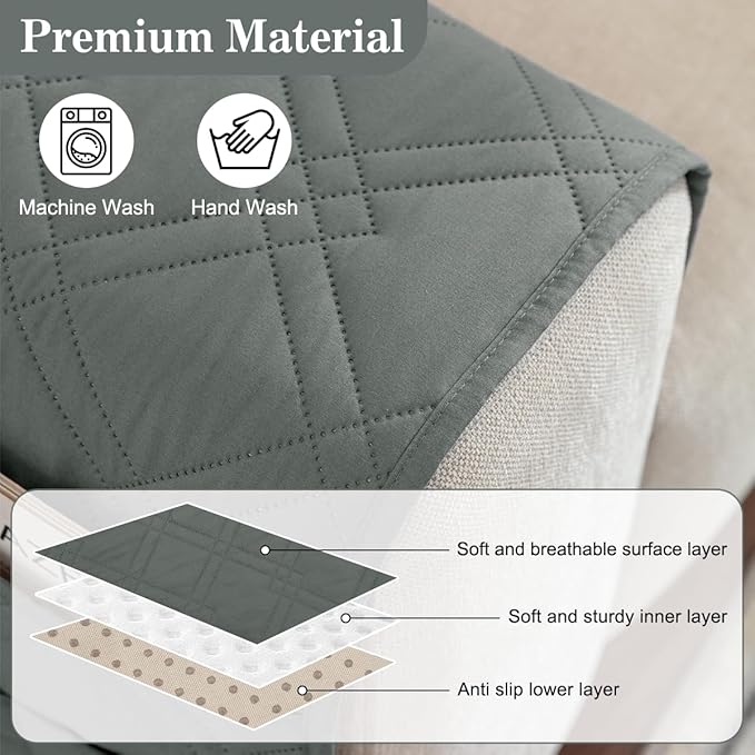 Couch Armrest Organizer Remote Control Holder Bedside Caddy with 6 Pockets, Non-Slip Armchair Caddy Sofa Armrest Organizer for Tv Remote Control, Magazine, Cell Phone, Dark Grey