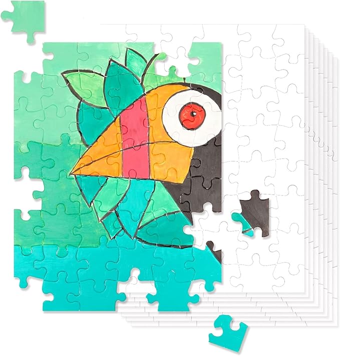 Juvale 36 Pack Blank Puzzles to Draw On, 8.5x11 Make Your Own Jigsaw Puzzle for Kids DIY, Arts and Crafts Projects (48 Pieces Each)