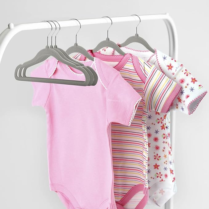 Kids Velvet Hangers 15 Pack, 11 Inch Size Non-Slip Baby Hangers, Space-Saving Nursery Hangers, Perfect Infant/Toddler Clothes Hangers for Daily Use(Grey)