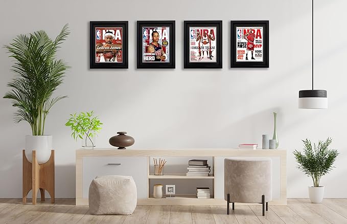 Goldfinch 2 Packs Sports Magazine Frames - Displays Measuring 8 x 10.5 Inches With Black Core Matting - Suitable for 1994-Current Collector's Edition Sports Magazines With Installed Hangers