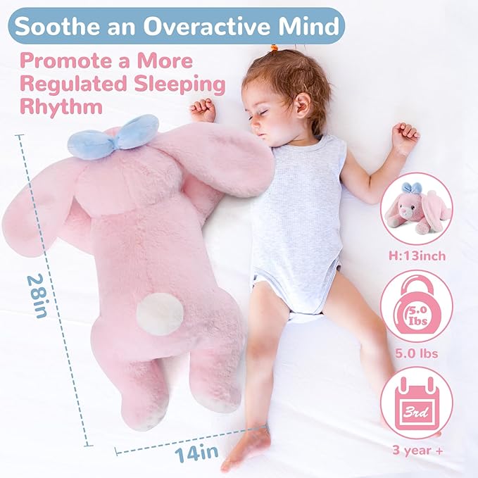 Bunny Weighted Stuffed Animals - 28 Inch 5.0 Pounds Weighted Plushies Rabbit - Large Plush Bunny Stuffed Animals Pillow - Cute Plush Toys Gifts for Kids & Adults