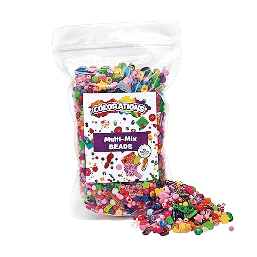 Colorations® Multi-Mix Beads, Great Value Assorted Beads, 1 lb, Approx 3,000 Beads, raft Projects, Crafts for Kids, Jewelry Making, Hair Accessories, Key Chains, Ornaments
