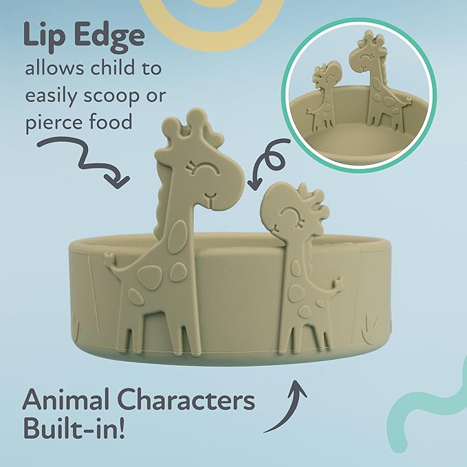 Nuby Animal Friend Silicone Round Plate - Toddler Plate - 6+ Months - Green Giraffe Plate