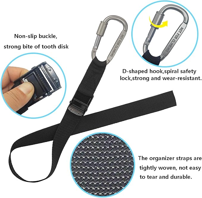 Extension Cord Holder, Extension Cord Organizer for Cables, Hoses and Ropes, Extension Cord Storage for Garage Organization and Storage with Loop Lock Buckle for Hanging (Black/Set of 2)