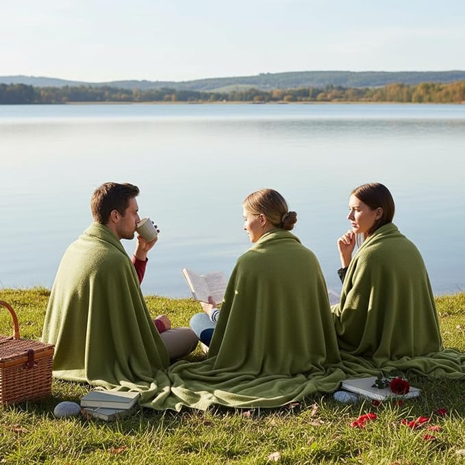 Buryeah 10 Pcs Fleece Blanket Bulk Soft Warm Blankets Cozy Fleece Lightweight Throw Blankets Plush Pet Throw Blanket for Home Bed Sofa Office Wedding Gifts Travel(50" X 60",Olive Green)